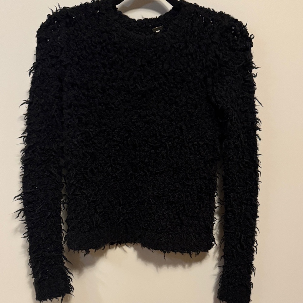 Free People Black Textured Sweater XS